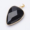 Faceted Natural Dyed & Heated Black Agate Pendants X-G-F340-02E-2