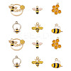 24Pcs 6 Style Zinc Light Gold Alloy Enamel Pendants ENAM-YS0001-05-1