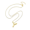 Brass & Plastic Pearl Letter Pendant Box Chain Necklaces for Women NJEW-U017-01G-25-3