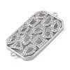Rack Plating Brass Micro Pave Clear Cubic Zirconia Rectangle Connector Charms KK-A234-035P-02-2