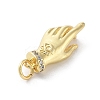 Rack Plating Palm Brass Micro Pave Cubic Zirconia Pendants KK-E102-18G-03-2