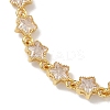 Star Brass Pave Cubic Zirconia Link Chain Bracelets for Women BJEW-P385-03G-02-2