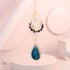 Natural Sodalite Chip Wrapped Moon Hanging Ornaments PW-WG89822-02-1