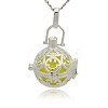 Silver Color Plated Brass Hollow Round Cage Pendants KK-J216-15S-1