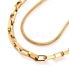 304 Stainless Steel Double Layer Square Snake Chain & Cable Chain Necklaces for Women LS-NJEW-G140-01B-G-2