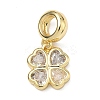 Saint Patrick's Day Brass Pave Cubic Zirconia Shamrock European Dangle Charms X-KK-P345-04G-06-1
