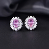 Brass Micro Pave Cubic Zirconia Stud Earrings for Women JT3933-4-1