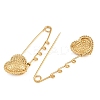 Hammered Heart 304 Stainless Steel Safety Pins Brooch Findings SA-CBA098D-15D-G04-2