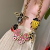 Alloy Enamel Ladybug Butterfly Bee Dragonfly Bib Necklaces with Rhinestone FS-WG59AAD-02-1