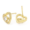 Cubic Zirconia Heart Stud Earrings EJEW-G353-05G-2