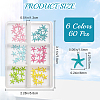60Pcs 6 Colors Starfish Iron Alloy Cabochon MRMJ-WH20004-09A-2