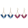 2 Pairs 2 Colors Braided Glass & 201 Stainless Steel Dangle Earrings EJEW-MZ00159-2