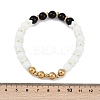 Ion Plating(IP) 304 Stainless Steel & Round Glass Beaded Stretch Bracelets for Women Men BJEW-M046-04G-5