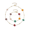 Glass Flower Links Bracelets & Necklaces Sets SJEW-JS01296-1