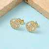 Round Brass Micro Pave Clear Cubic Zirconia Stud Earrings LS-EJEW-Z144-02G-2