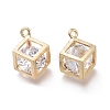 Hollow Brass Micro Clear Cubic Zirconia Charms ZIRC-H101-01G-1