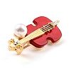 Violin Alloy Brooch with Resin Pearl JEWB-O009-01-3