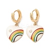 Heart with Rainbow Real 18K Gold Plated Brass Dangle Hoop Earrings EJEW-L268-042G-03-1