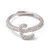 Rack Plating Brass Cubic Zirconia Arabic Letters Adjustable Rings for Women RJEW-S407-10P-16-2