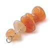 Gradient Color Natural Red Aventurine & Natural Sunstone & Natural Topaz Jade Chip Beaded Pendants PALLOY-JF02791-09-5