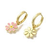 Rack Plating Flower Brass Hoop Earrings EJEW-H016-27G-02-2