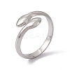Non-Tarnish 304 Stainless Steel Double Snake Open Cuff Ring for Women RJEW-C045-14P-1