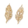 Brass Micro Pave Clear Cubic Zirconia Connector Charms KK-E068-VC074-1