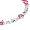 Noble Gift Ideas for Lady Platinum Tone Brass Micro Pave Cubic Zirconia CZ Flower Link Chain Bracelets BJEW-L472-07-1-3