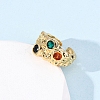 Brass Micro Pave Cubic Zirconia Cuff Rings for Women RJEW-F191-01G-02-3