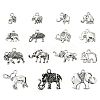 60Pcs 15 Styles Tibetan Style Alloy Elephant Pendants TIBEP-YW0001-83-1