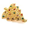 Christmas Theme Alloy Colorful Rhinestone Brooches JEWB-S022-02C-G-3