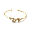 Clear Cubic Zirconia Snake Cuff Bangle BJEW-E032-04G-1