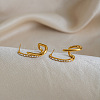 Irregular Line 304 Stainless Steel Rhinestone Stud Earrings for Women OL5482-2
