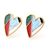 304 Stainless Steel Enamel Stud Earrings EJEW-T047-24-G-1