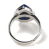 Natural Lapis Lazuli Teardrop Adjustable Rings RJEW-K371-08S-09-4