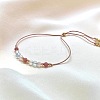 Natural Gemstone & Brass Beads Slider Bracelets IH0971-4