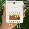 6 Pairs Geometric Metal Faux Pearl Earring Set for Women JC5579-1-1