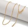 Brass Textured Column Link Chain Necklaces for Women NJEW-U011-03G-1
