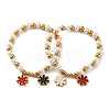 201 Stainless Steel Round Beaded Stretch Bracelets BJEW-C090-03G-F-4