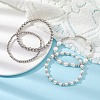 4Pcs 4 Style Natural Pearl & Brass Beaded Stretch Bracelets Set for Women BJEW-JB09662-02-2