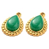 Natural Chalcedony 304 Stainless Steel Teardrop Charms G-D075-01G-02-2