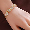 Brass Pave Clear Cubic Zirconia Drop Leaf Cuff Hinged Bangles for Women WG4E307-01-2