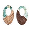 Transparent Resin and Walnut Wood Pendants RESI-T057-02I-2