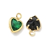 Brass Micro Pave Cubic Zirconia with Glass Pendants KK-Z136-17G-2