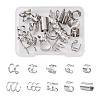 20Pcs 10 Style Hollow & Wave & Flower 304 Stainless Steel Wide Band Chunky Cuff Earrings for Men Women EJEW-CF0001-01-1