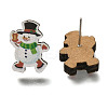 Christmas Printed Wood Stud Earrings for Women EJEW-U025-01C-1