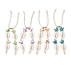 Natural Cowrie Shell & Starfish Dyed Synthetic Turquoise & Round Imitation Pearl Braided Bead Bracelet Making AJEW-JB01532-1