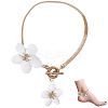 Alloy & Plastic White Flower Charm Anklets for Women AJEW-WH20080-95A-1