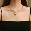 304 Stainless Steel Round Ball Pendant Choker Necklaces NJEW-D058-01G-4