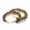 Natural Mahogany Obsidian Beaded Hoop Earrings for Women EJEW-C003-03H-RS-2